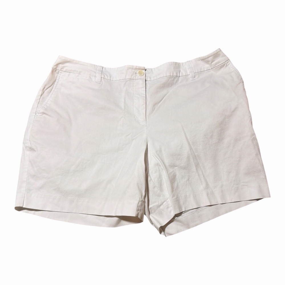 Talbots Perfect Short Classic Fit Chino Shorts White 7" Inseam Stretch Size 18W